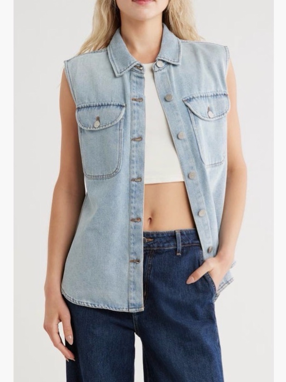 NWT Habitual Light Blue Denim Sleeveless Vest